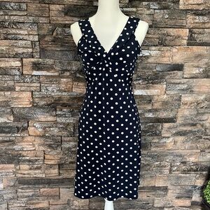 LOFT Blue and White V-Neck Sheath Dress
